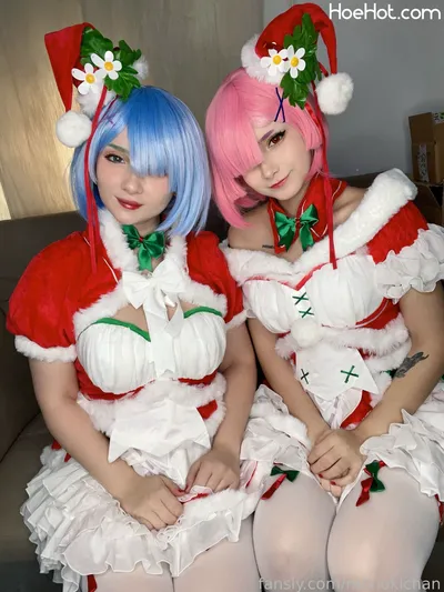 Monoki Chan - Ran &amp; Rem xmas nude cosplay leaked 79179