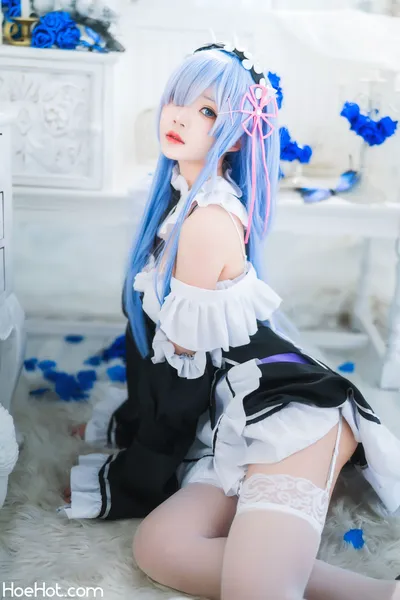 桜桃喵 - 长发蕾姆 nude cosplay leaked 417284