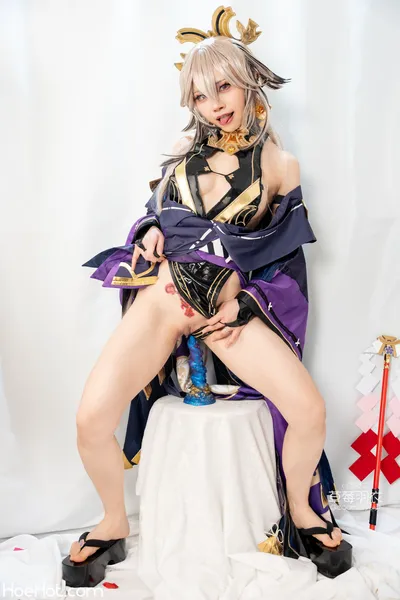 [草莓羽衣][黒ギャル八重神子]墨桜色の夜笙雅芸 nude cosplay leaked 44470