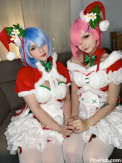 Monoki Chan - Ran &amp; Rem xmas nude cosplay leaked 79172