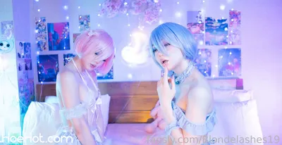 Blondelashes19 - Ram &amp; Rem Lingerie nude cosplay leaked 203798