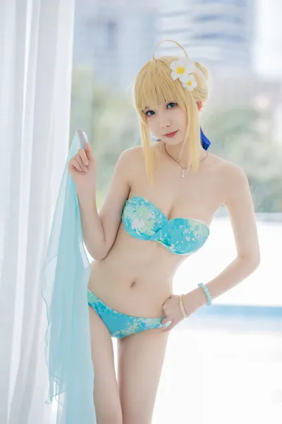 封疆疆 - saber水着 nude cosplay leaked 70649