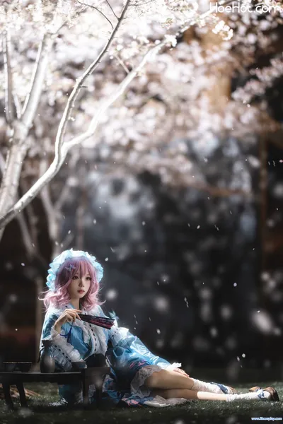 [花柒Hana] 星雨幽幽子 Saigyouji Yuyuko nude cosplay leaked 237643