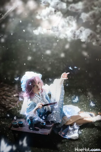 [花柒Hana] 星雨幽幽子 Saigyouji Yuyuko nude cosplay leaked 237642